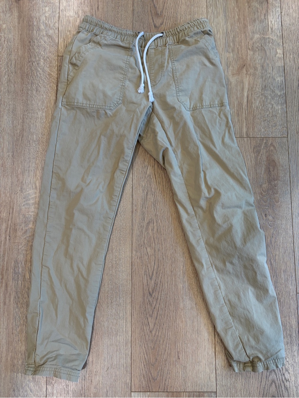PACT Organic Cotton Utility Jogger Pants Khaki XS Drawstring Tapered